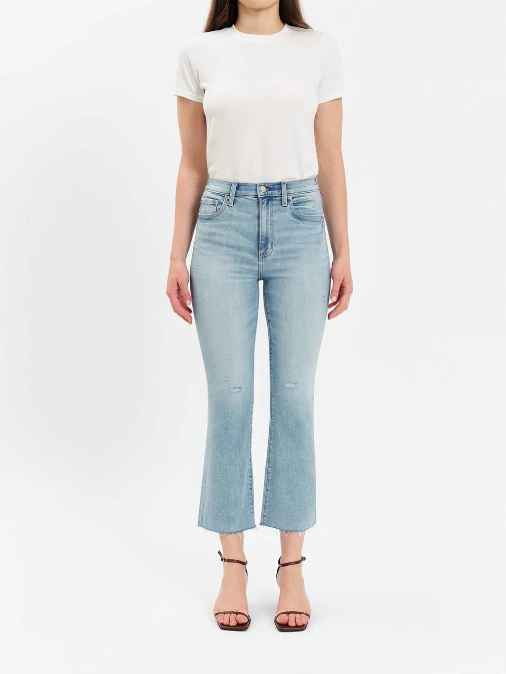 NEW DAZE shy girl high rise crop flare jeans in new light